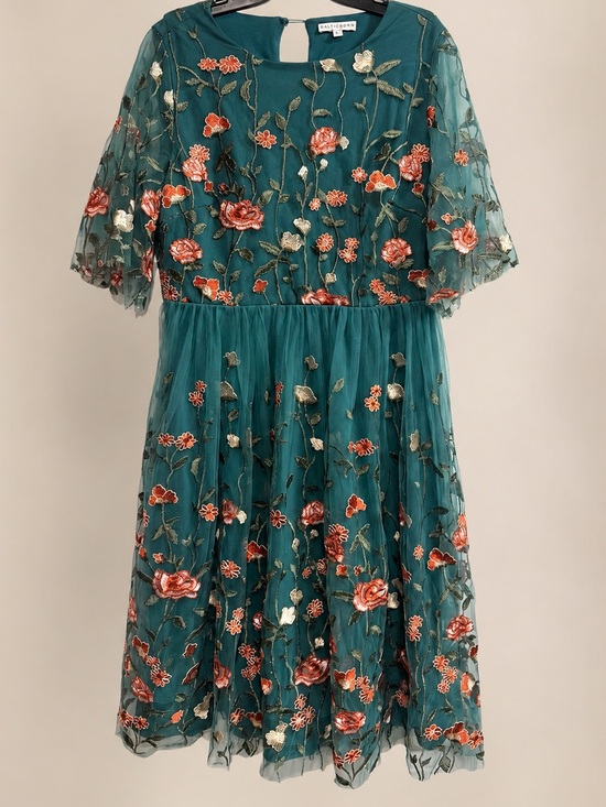 Baltic Born Dresses & Skirts - Baltic Born Teal Embroidered Floral Tulle Dress
